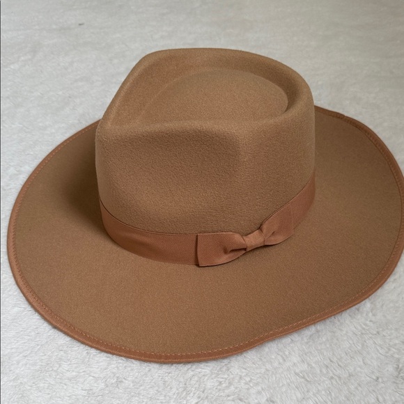 Felt brown western cowboy hat , Women’s boho Felt cowboys hat with bow accent - Picture 1 of 6